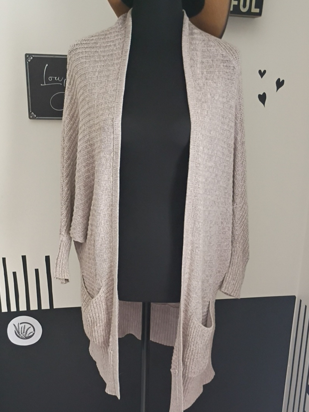 American Eagle Outfitters Taupe Open-Front Knit Women's Cardigan